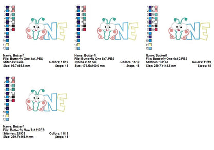 Butterfly One Birthday – Applique Stitch – Machine Embroidery Design