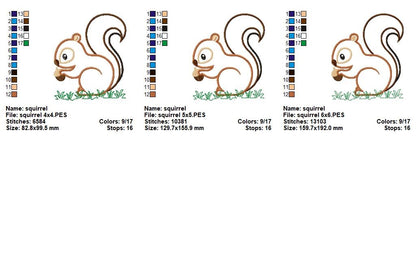 Playful Woodland Squirrel – Appliqué – Machine Embroidery Design