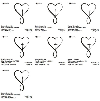 Cross with a Heart - Fill Stitch - Machine Embroidery Design