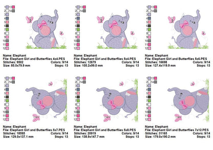 Sweet Baby Elephant with Butterflies - Fill Stitch – Machine Embroidery Design