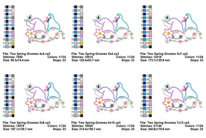 Spring Garden Gnomes - Applique - Machine Embroidery Design
