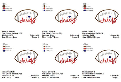 Chiefs Football Script – Satin Stitch – Machine Embroidery Design