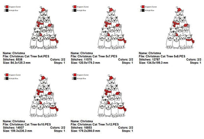Christmas Kitty Tower - Redwork Stitch - Machine Embroidery Design