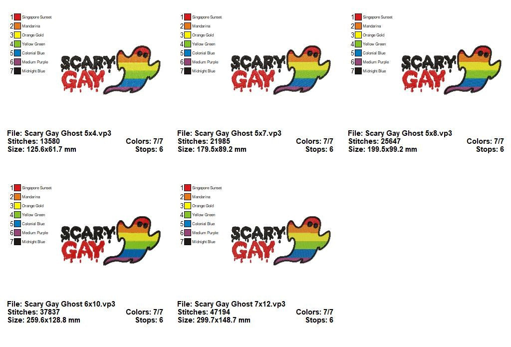 Scary Gay Ghost - Fill Stitch - Machine Embroidery Design