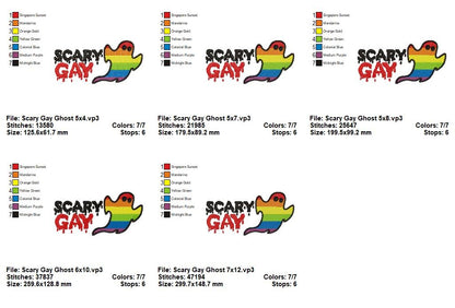 Scary Gay Ghost - Fill Stitch - Machine Embroidery Design