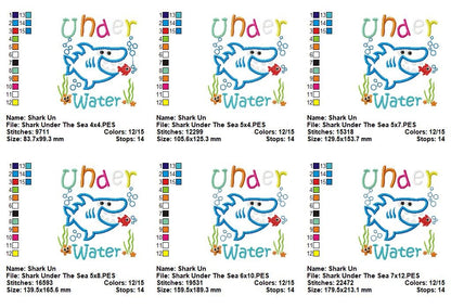 Shark Under the Sea - Appliqué - Machine Embroidery Design