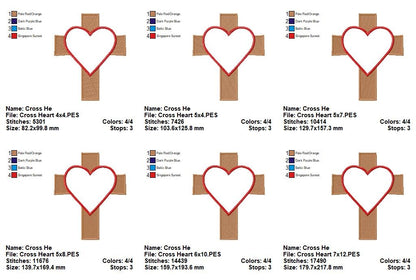 Cross Heart – Appliqué – Machine Embroidery Design