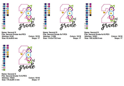 Second Grade Flowers - Appliqué - Machine Embroidery Design