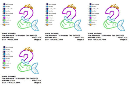 Magical Mermaid Birthday Two - Applique - Machine Embroidery Design