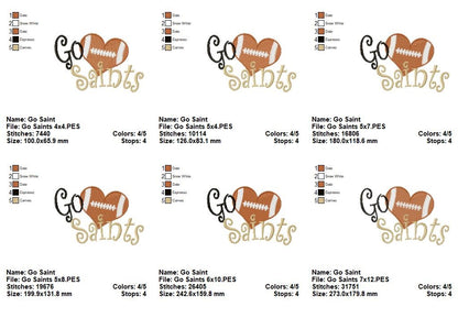 Go Saints – Fill Stitch – Machine Embroidery Design