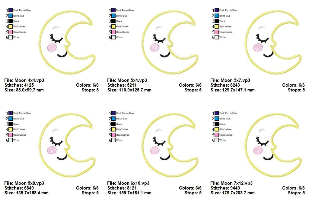 Sleepy Sky Friends - Appliqué - Machine Embroidery Design