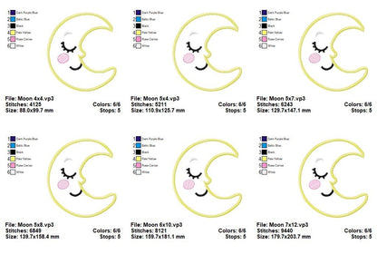 Sleepy Sky Friends - Appliqué - Machine Embroidery Design