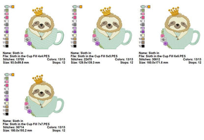 Animals in Teacups Collection - Fill Stitch - Machine Embroidery Design