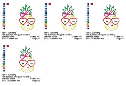 Sweet Summer Pineapple – Appliqué – Machine Embroidery Design