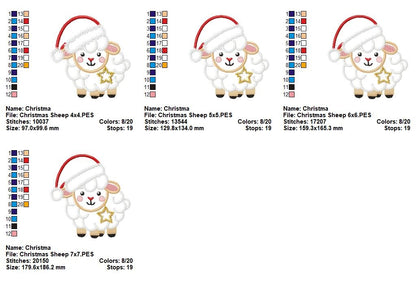 Christmas Sheep - Applique - Machine Embroidery Design