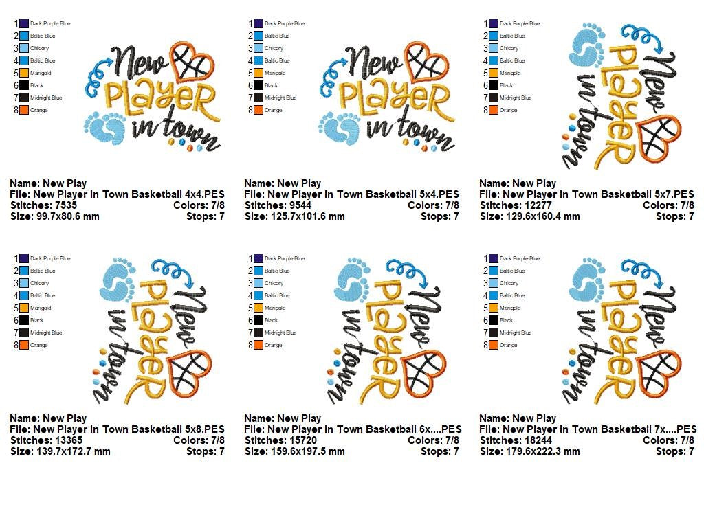 New Player in Town Basketball – Appliqué – Machine Embroidery Design