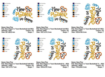New Player in Town Basketball – Appliqué – Machine Embroidery Design