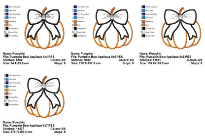 Pumpkin with Bow - Applique - Machine Embroidery Design