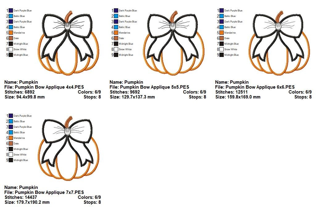 Pumpkin with Bow - Applique - Machine Embroidery Design