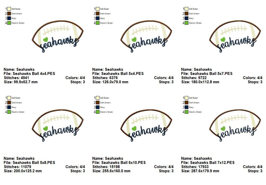 Seahawks – Satin Stitch – Machine Embroidery Design