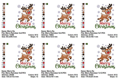 Merry Reindeer Snowfall – Fill Stitch – Machine Embroidery Design