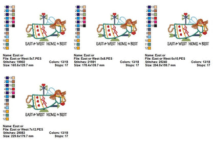 East or West Home is Best - Applique - Machine Embroidery Design