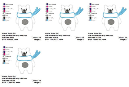 Cozy Scarf Polar Bears - Applique - Machine Embroidery Design
