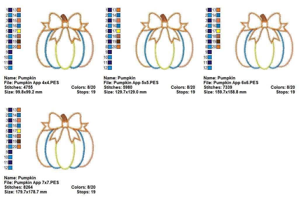 Sweet Patchwork Pumpkin – Zigzag Applique – Machine Embroidery Design