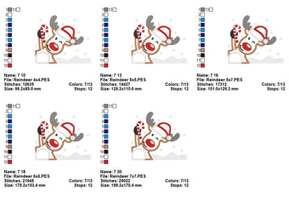 Cute Christmas Reindeer - Applique – Machine Embroidery Design
