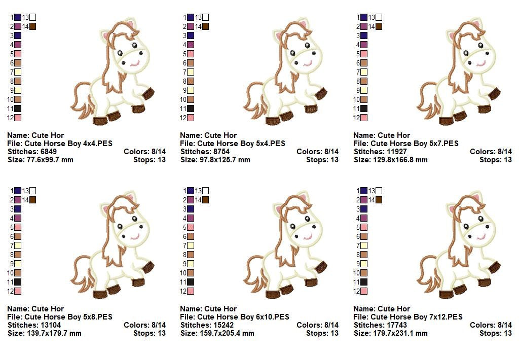 Cute Horse Boy - Appliqué - Machine Embroidery Design