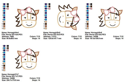 Cute Horse Faces Collection – Applique – Machine Embroidery Design