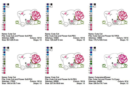 Rose Kitty Love - Appliqué - Machine Embroidery Design