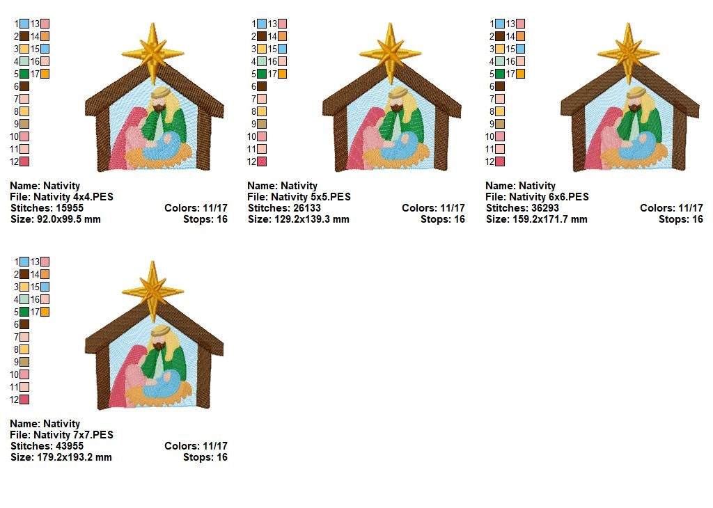 Nativity - Fill Stitch - Machine Embroidery Design