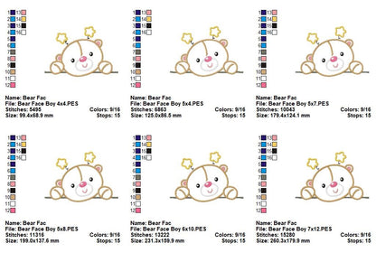 Sleepy Baby Bear Peek - Appliqué - Machine Embroidery Design
