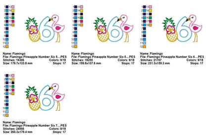 Tropical Flamingo Six - Applique - Machine Embroidery Design