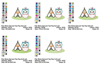 Boho Owl Adventure Set – Appliqué – Machine Embroidery Design