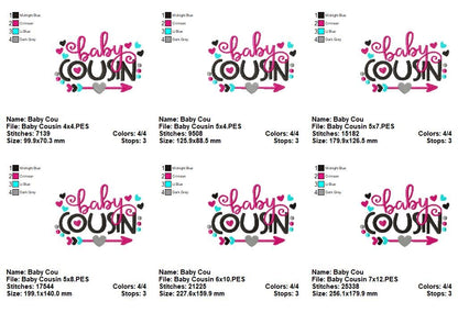 Baby Cousin Quote – Fill Stitch – Machine Embroidery Design