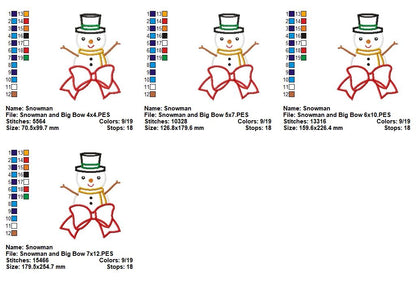 Frosty's Christmas Bow - Appliqué - Machine Embroidery Design