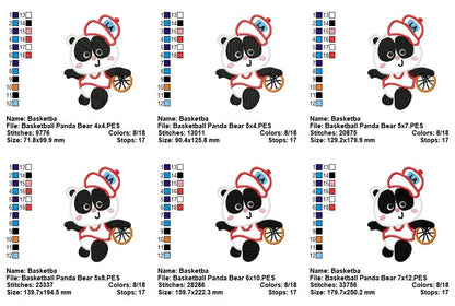 Basketball Panda Bear - Appliqué - Machine Embroidery Design