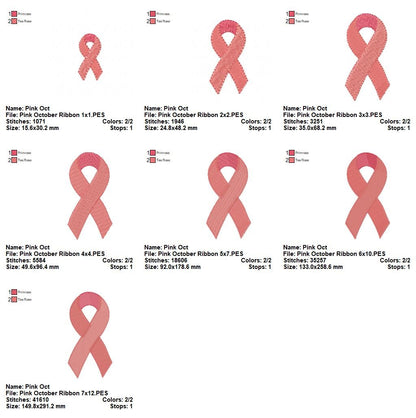 Pink October Ribbon – Fill Stitch – Machine Embroidery Design