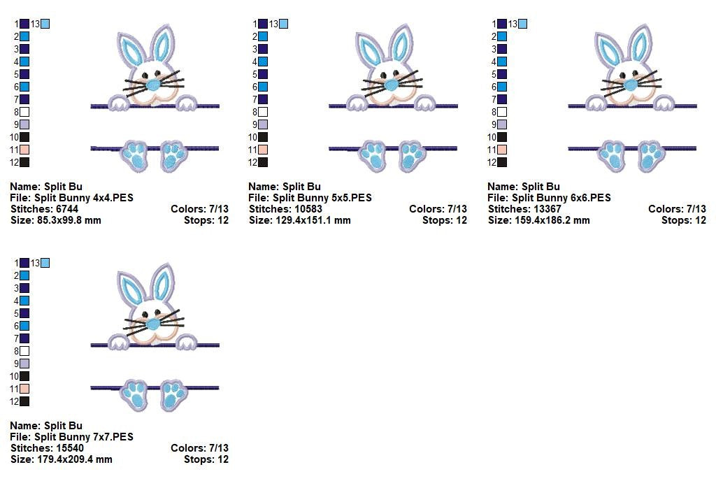 Split Bunny - Appliqué - Machine Embroidery Design