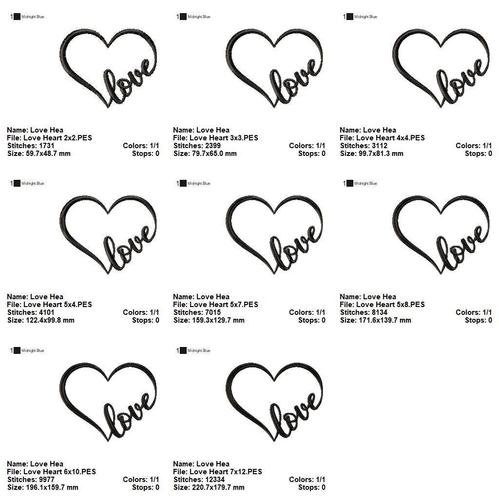 Valentine's Love Heart - Applique - Machine Embroidery Design