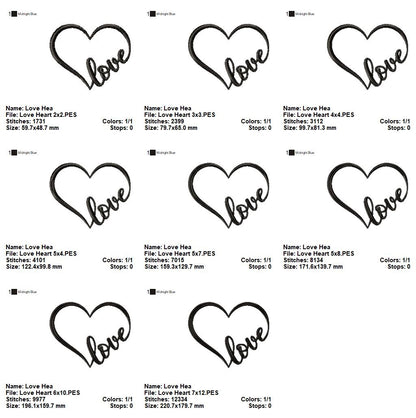 Valentine's Love Heart - Applique - Machine Embroidery Design