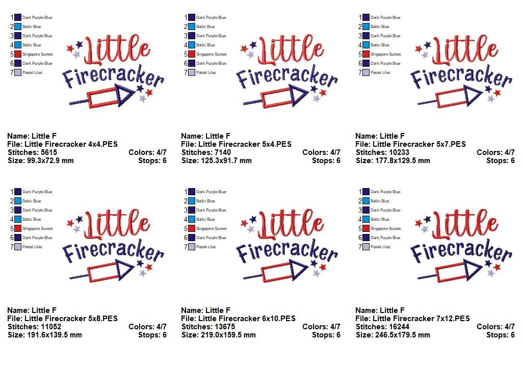 ⭐ Little Firecracker Fun – Applique – Machine Embroidery Design