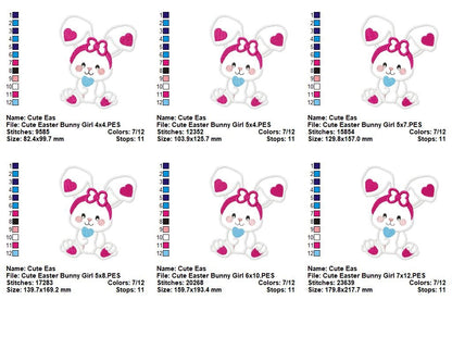 Cute Easter Bunny Girl – Appliqué – Machine Embroidery Design