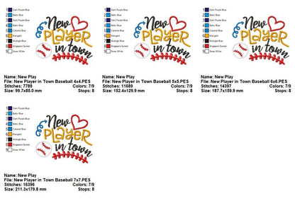 New Player in Town Baseball - Appliqué – Machine Embroidery Design
