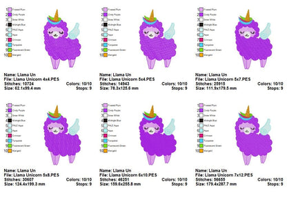 Magical Llama Unicorn – Fill Stitch – Machine Embroidery Design
