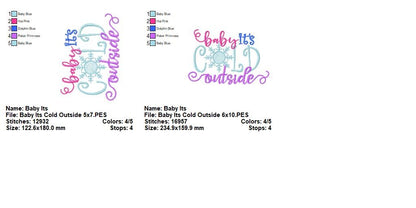Baby It’s Cold Outside Winter Phrase – Satin Stitch – Machine Embroidery Design
