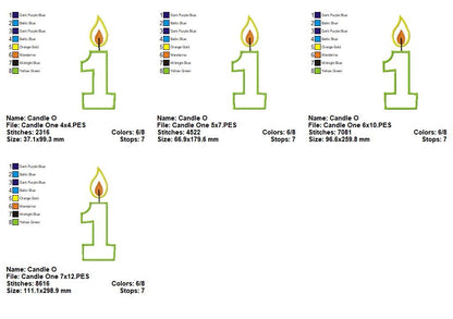 Birthday Candle Numbers Set 0–9 – Appliqué – Machine Embroidery Design