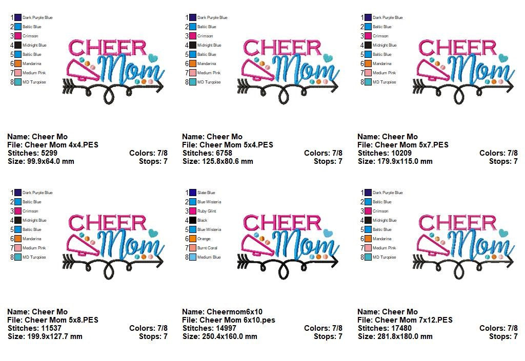 Cheer Mom Megaphone – Appliqué – Machine Embroidery Design